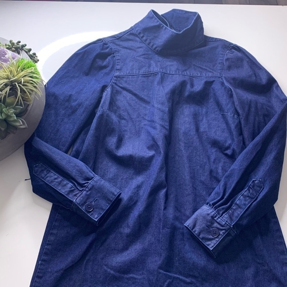 Kate Spade High Neck Open Back long sleeve Denim Mini dress small - Picture 10 of 10